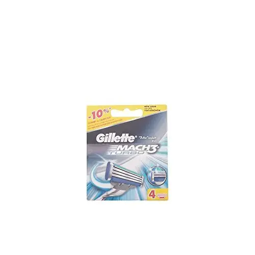 Gillette Mach3 Turbo Razor Refills for Men, 4 Razor Blade Refills