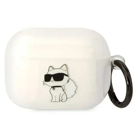 Karl Lagerfeld 3D Logo NFT Choupette TPU Case for Airpods Pro White
