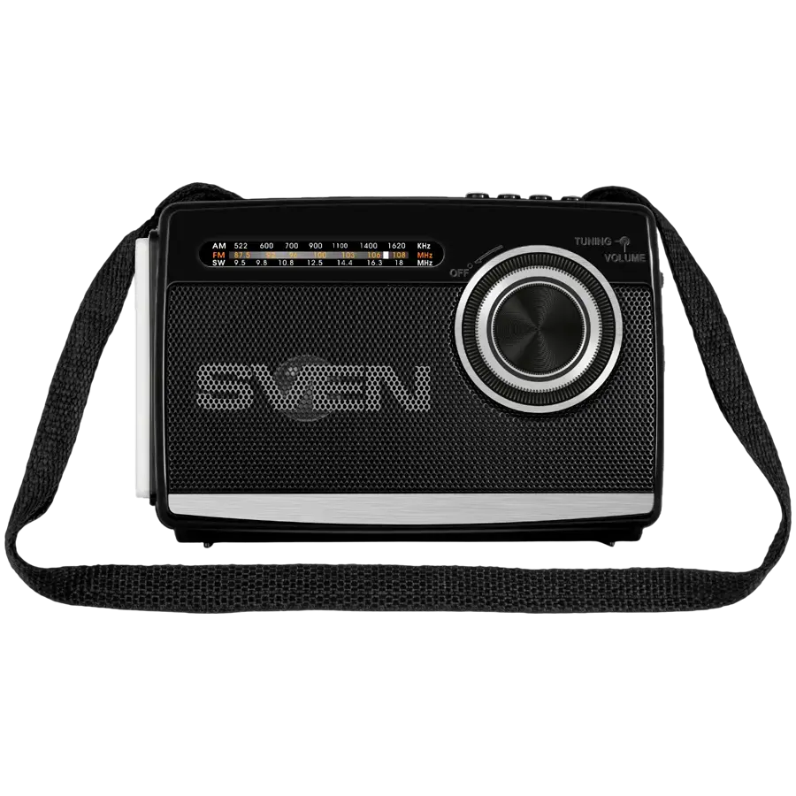 Speaker SVEN SRP-155, black (3W, Bluetooth, FM/AM/SW, USB, microSD, flashlight, battery)