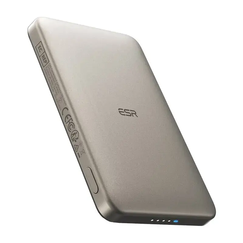 ESR Qi2 MagSlim ārējais akumulators (powerbank) | 5000 mAh | 15W | MagSafe | smilšu krāsā