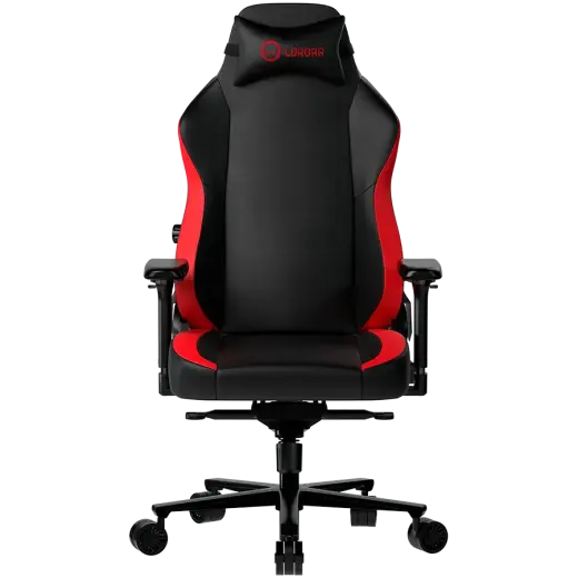 LORGAR Embrace 533, Gaming chair, PU eco-leather, 1.8 mm metal frame, multiblock mechanism, 4D armrests, 5 Star aluminium base, Class-4 gas lift, 75mm PU casters, Black + red