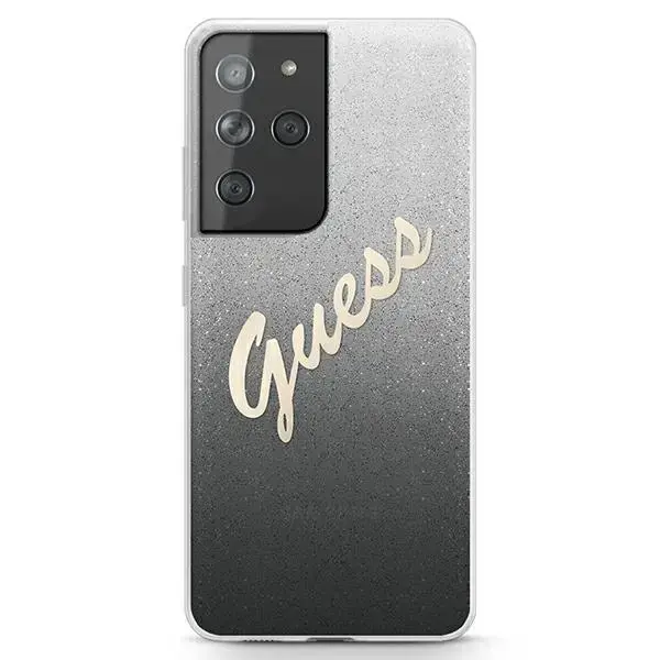 Guess GUHCS21LPCUGLSBK S21 Ultra G998 czarny|black hardcase Glitter Gradient Script