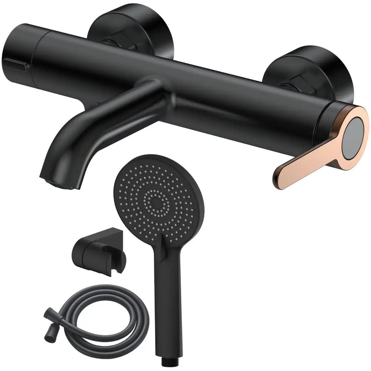AB Bath mixer tap AMBER, with shower set, black/gold