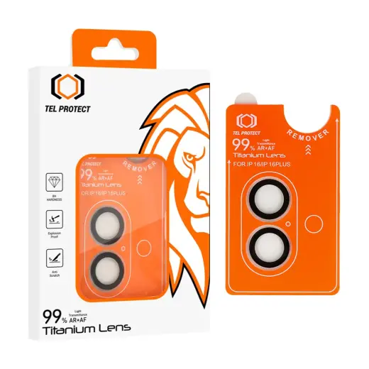 Tempered glass Tel Protect Titanium Lens 99% AR on camera for Iphone 17 transparent (lens 2 pieces)