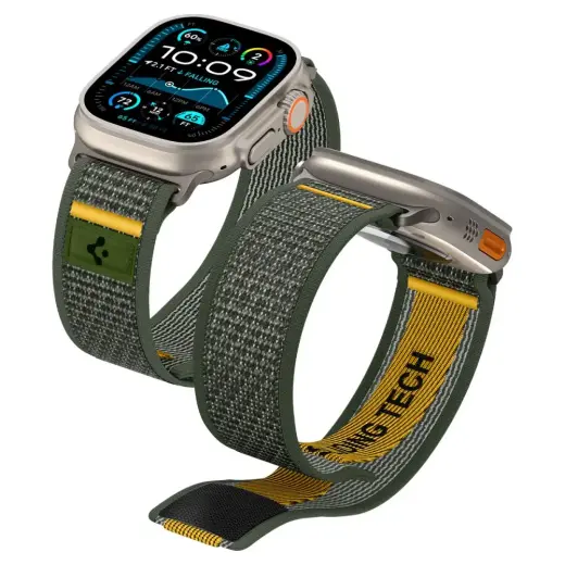 Spigen Athlex Air išmaniojo laikrodžio dirželis Apple Watch 6/7/8/9/10/SE/Ultra 1/2 (44/45/46/49 mm) | nailoninis | žalias