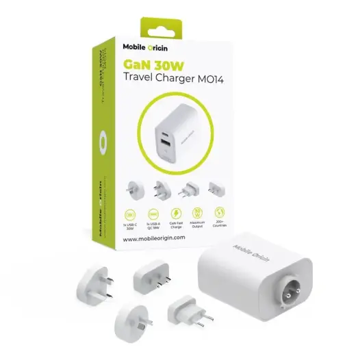 Mobile Origin GaN 30W Travel Charger MO14, EU,USA,UK,AUS