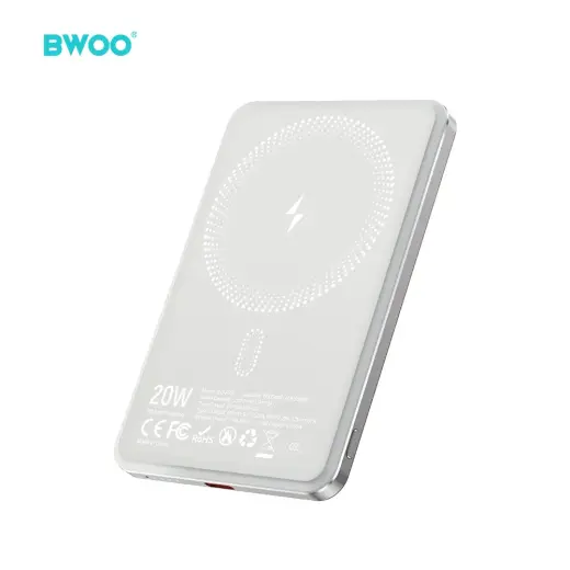 BWOO P79 Ultra Slim ārējais akumulators (powerbank) | 5 000 mAh | 20W | USB-C, MagSafe | pelēks
