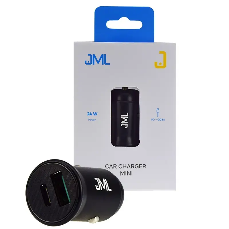 JML CC-103 car charger Quick Charge 3.0 | PD | USB-C | USB | 3A | 24W black