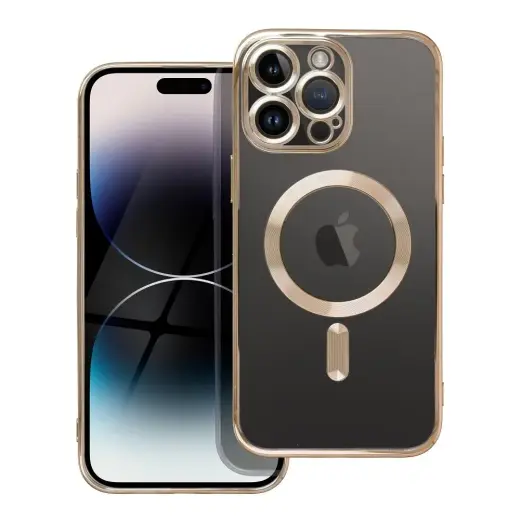 Case for iPhone 14 PLUS Electro Mag Cover compatible with MagSafe gold
