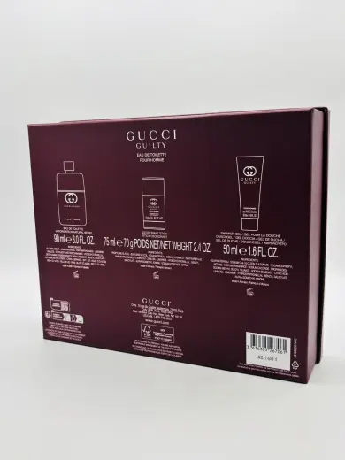 Gucci Guilty Men 3pc Set EDT Spray 3.0 Oz Deo Stick 2.4 Oz Shower Gel 1.6oz