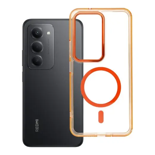 Case FRAME CLEAR HYBRID MAG COVER compatible with MagSafe for XIAOMI Redmi 15 hermes orange