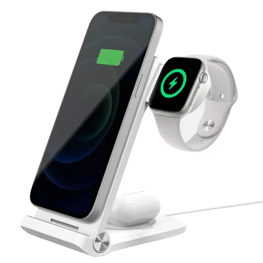 Nillkin PowerTrio 3-in-1 juhtmevaba laadija | Qi | Ühildub MagSafe'iga | valge