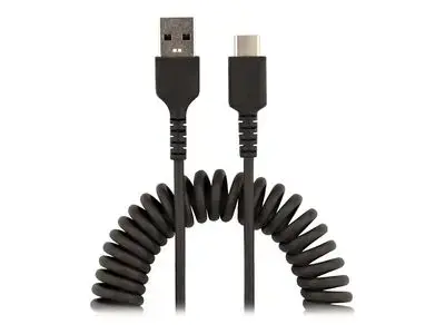 StarTech.com 20in (50cm) USB A to C Charging Cable, Coiled Heavy Duty Fast Charge & Sync USB-C Cable, High Quality USB 2.0 A to Type-C, Rugged Aramid Fiber, TPE, 3A, S20, iPad, Pixel - Durable Male to Male USB - USB-C cable - USB to 24 pin USB-C - 50 cm