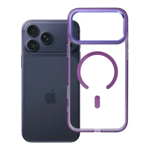 FRAME CLEAR HYBRID MAG telefono dėklas su MagSafe palaikymu iPhone 17 Pro Max violetinis