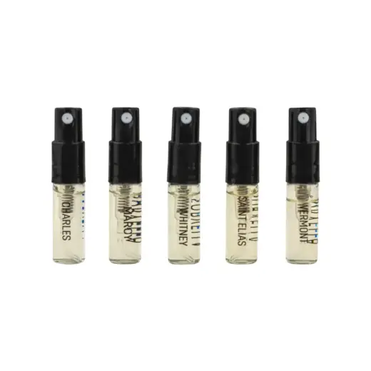 Set Sorvella: Mountain Collection Vermont, Eau De Parfum, Unisex, 2 ml *Vial + Mountain Collection Charles, Eau De Parfum, Unisex, 2 ml *Vial + Mountain Collection Saint Elias, Eau De Parfum, Unisex, 2 ml *Vial + Mountain Collection Marcy, Eau De Parfum, Unisex, 2 ml *Vial + Mountain Collection Whitney, Eau De Parfum, Unisex, 2 ml *Vial