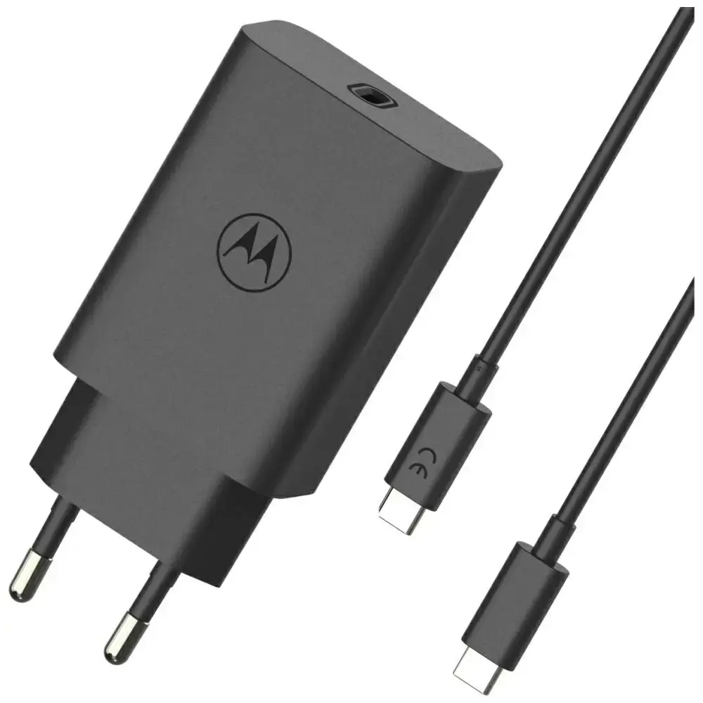 Motorola TurboPower tīkla lādētājs | 68W | PD | USB-C | ar USB-C uz USB-C vadu komplektā | melns