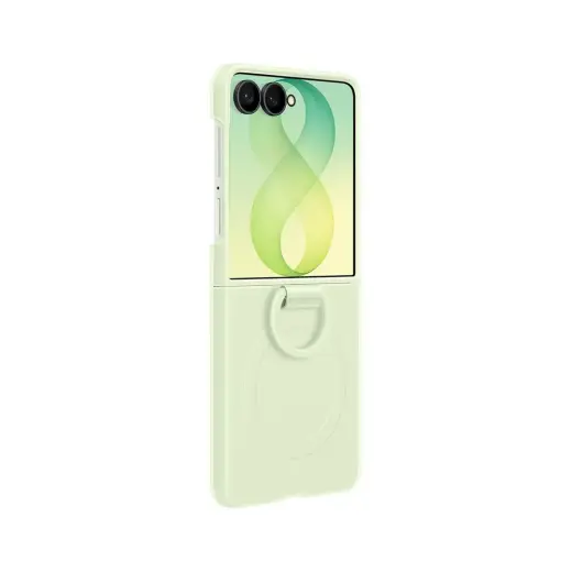 Samsung Silicone Ring Magnet maciņš ar statīvu un MagSafe atbalstu telefonam Samsung Galaxy Z Flip 8 (F776) zaļš