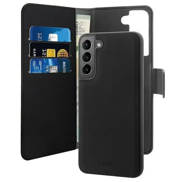 Puro Wallet Detachable Samsung S22+ G906 2w1 czarne|black SGS22PBOOKC3BLK