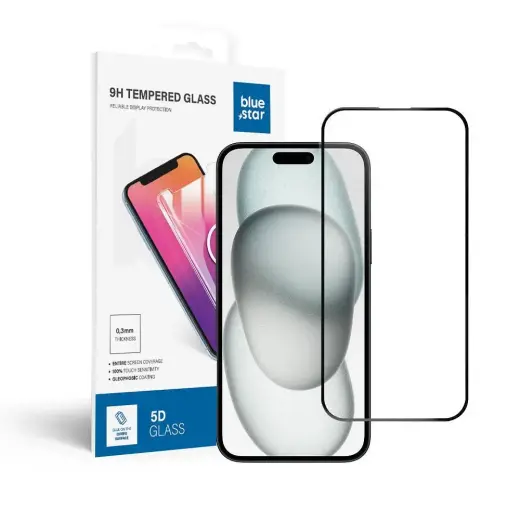 Blue Star 5D aizsargstikls telefonam Apple iPhone 16 Plus melns