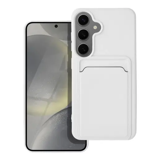 Card knyginio tipo telefono dėklas Samsung Galaxy S24 baltas