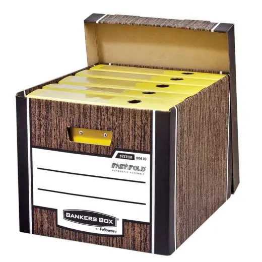 Arhīva kārba Fellowes Woodgrain ar vāku, 325 x 285 x 385 mm, 2 gab./iepak.