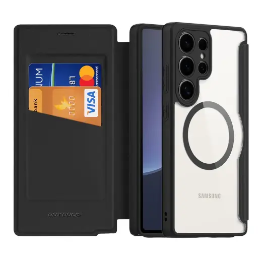 Dux Ducis Skin X Pro Case for Samsung Galaxy S25 Ultra with MagSafe and Wallet - Black