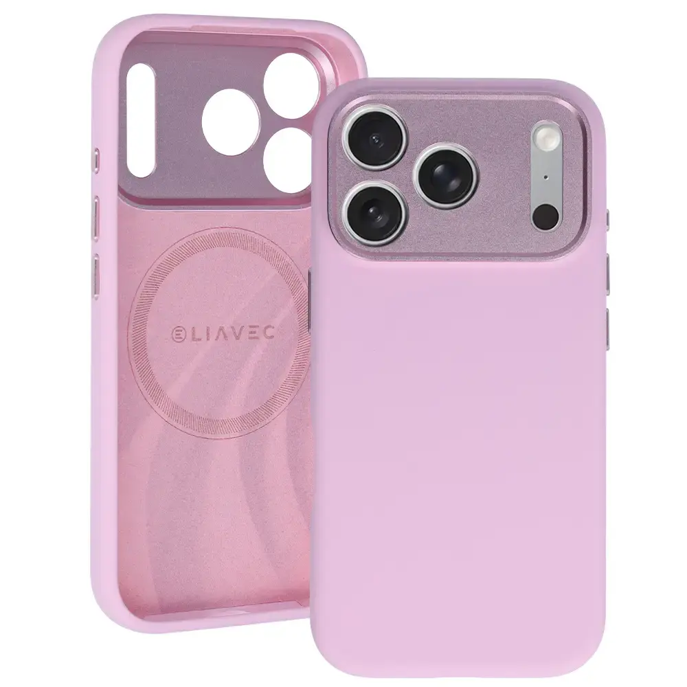 Liavec Silk Shield Case with Metal Camera Frame for iPhone 18 Pro/17 Pro pink