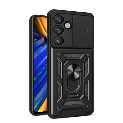 Hybrid Armor Camshield Case with Stand and Camera Cover for OnePlus Nord 4 5G - Black