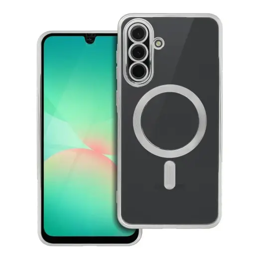 Electro Mag maciņš ar MagSafe atbalstu telefonam Samsung Galaxy A56 (A566) sudraba krāsā