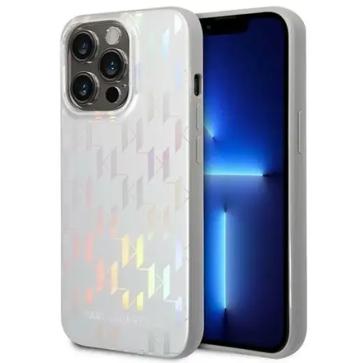 Karl Lagerfeld KLHCP14LLGMMSV3 iPhone 14  Pro 6,1" hardcase srebrny|silver Monogram Iridescent