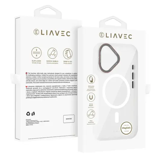 Liavec Hybrid telefono dėklas su MagSafe palaikymu iPhone 16 skaidrus