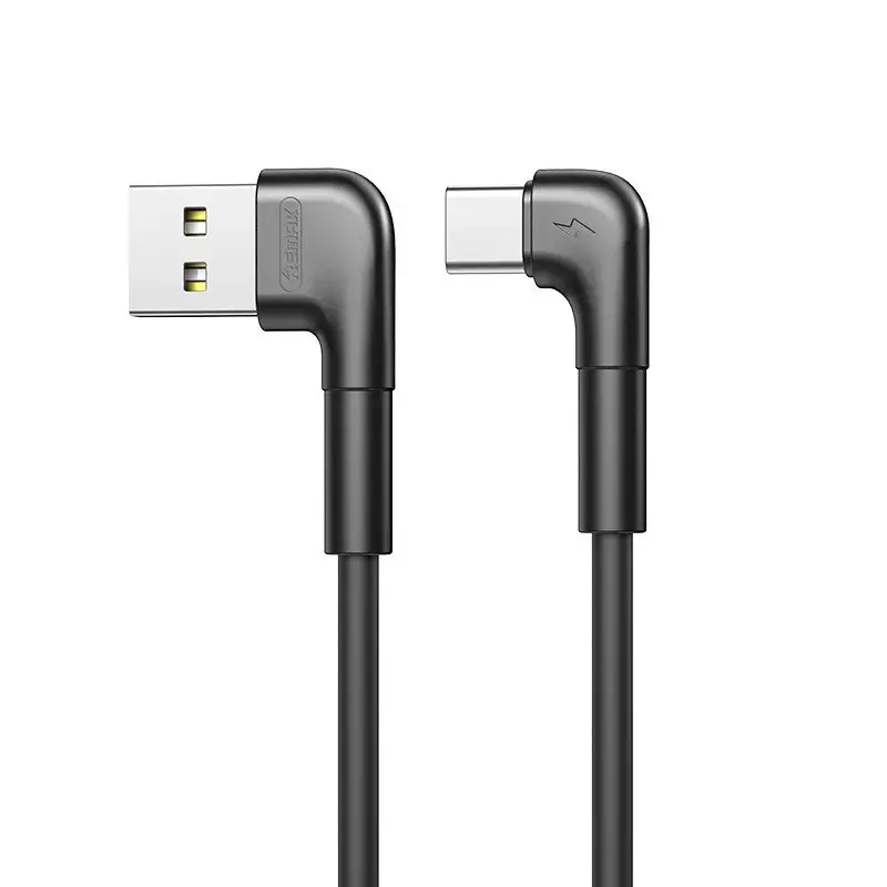 Remax USB - USB Type C angled cable 2,1 A 1 m black (RC-014a black)