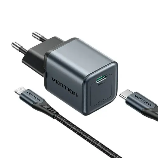 Vention 20W tīkla lādētājs | USB-C | pelēks | pelēks | ar USB-C 1.0m vads komplektā