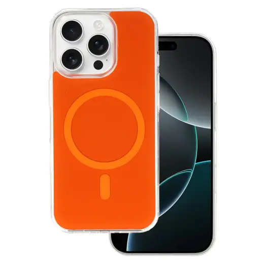 Glossy telefono dėklas su MagSafe palaikymu iPhone 16 Pro oranžinis