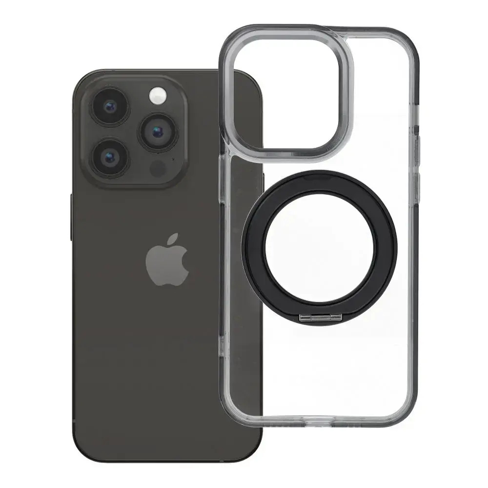 Case for iPhone 14 PRO Frame Circle Stand compatible with MagSafe black