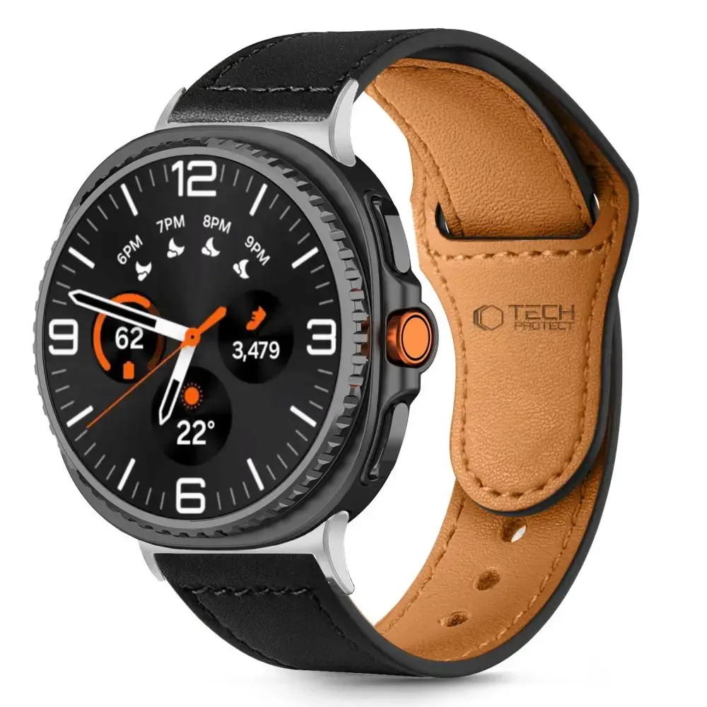 TECH-PROTECT LEATHERFIT SAMSUNG GALAXY WATCH 8 | CLASSIC (40 | 44 | 46 MM) BLACK