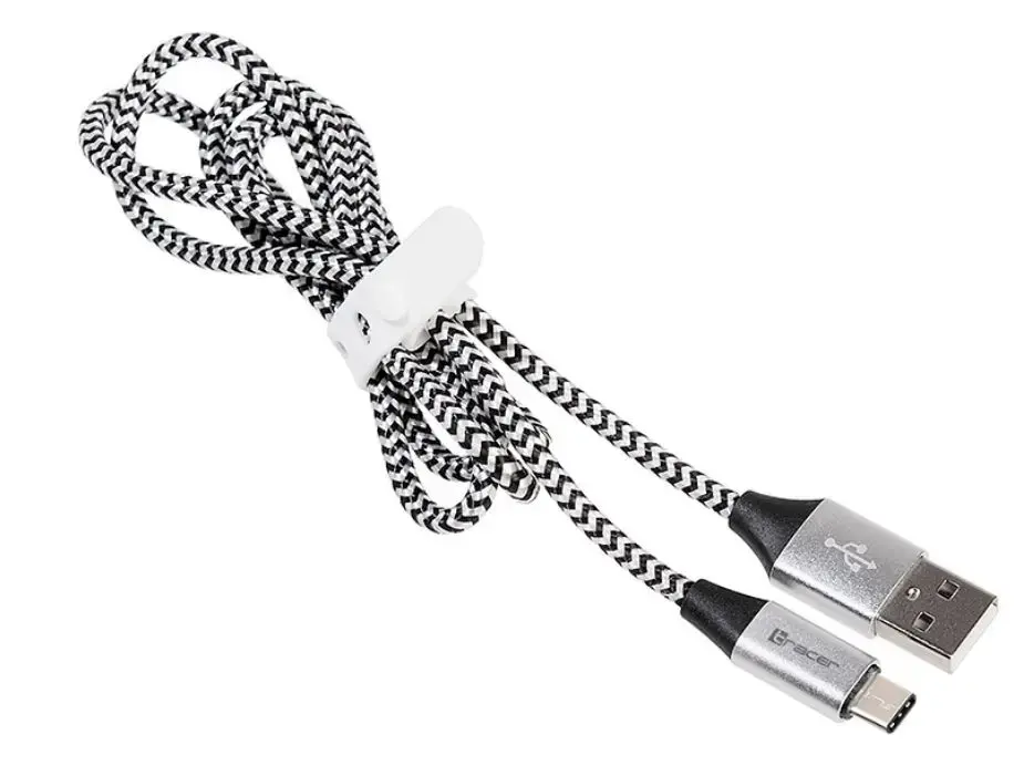 Cable USB 2.0 wire TYP E-C A Male 1.0m black-silver