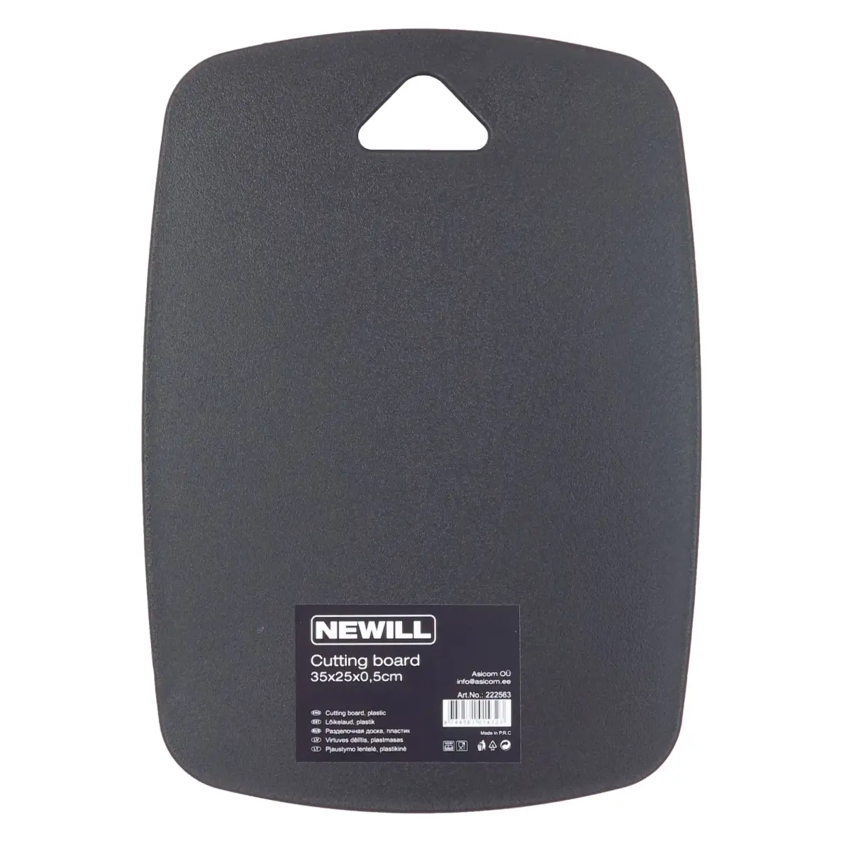 Cutting board plastic 35 x 25 x 0.5 cm black