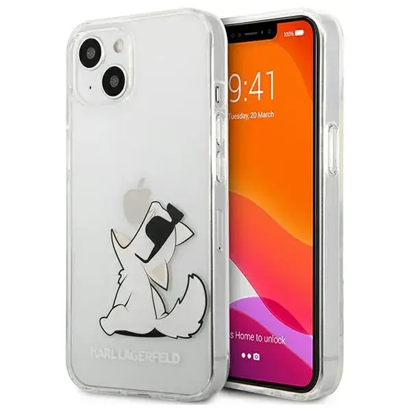 KLHCP13MCFNRC Karl Lagerfeld PC|TPU Choupette Eat Case for iPhone 13 Transparent