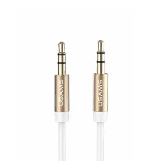 USAMS Adapter audio jack 3,5m - 3,5m 1m biały|white YP102 (YP-01)