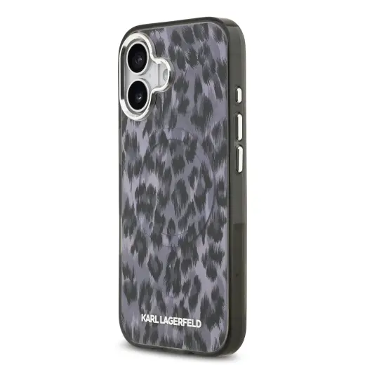 Karl Lagerfeld IML Leopard MagSafe maciņš ar MagSafe atbalstu telefonam Apple iPhone 17 pelēks