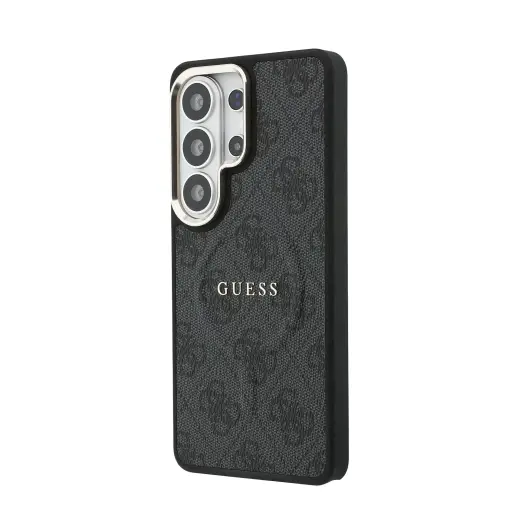 Guess PU Leather 4G Gold Frame maciņš ar MagSafe atbalstu telefonam Samsung Galaxy S26 Ultra (S948) melns