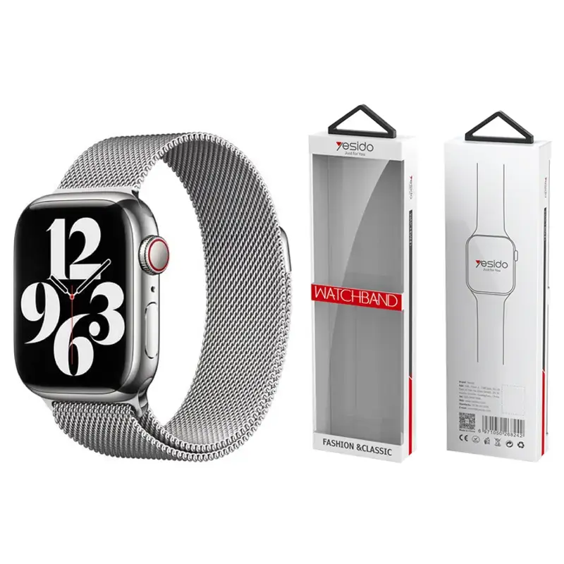 YESIDO WB22 APPLE WATCH MAGNETIC STAINLESS STEEL STRAP (42/44/45/49) SILVER