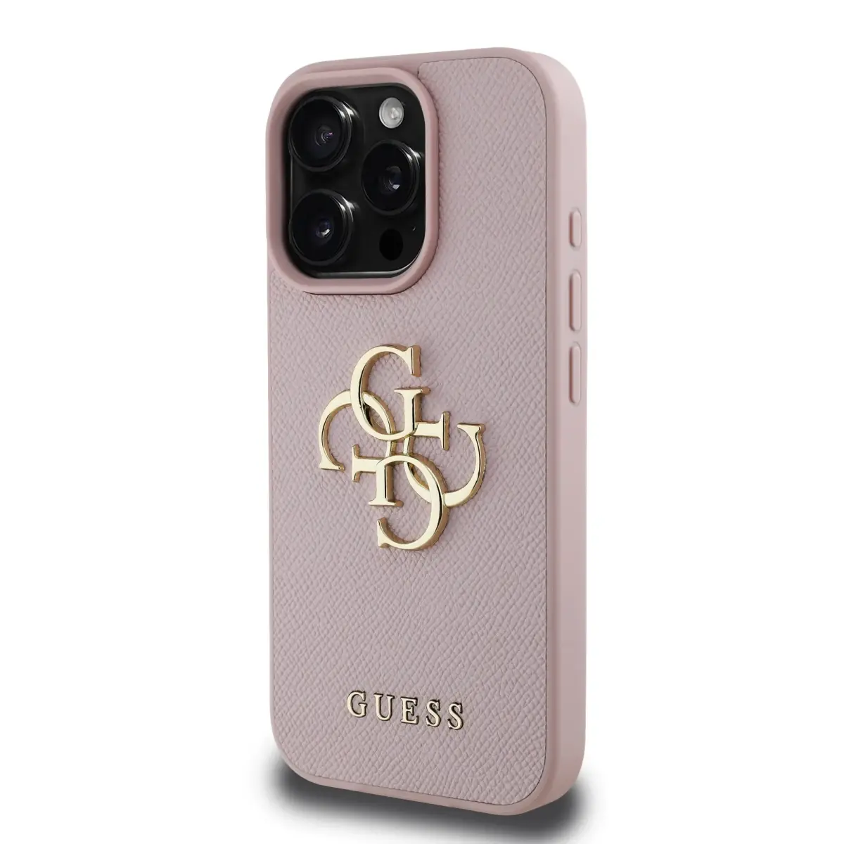 Guess PU Grained 4G Metal Logo Case for iPhone 16 Pro Max Pink