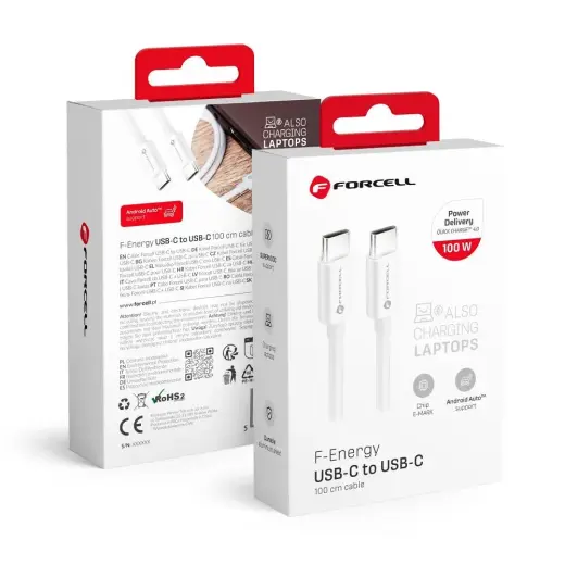 Forcell C339 data transfer and charging cable | USB-C to USB-C | QC 4.0, PD | 100W | 1m | white