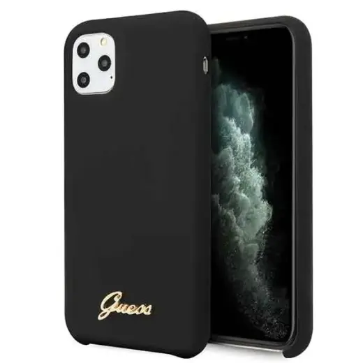 Guess GUHCN58LSLMGBK iPhone 11 Pro black|czarny hard case Silicone Vintage Gold Logo