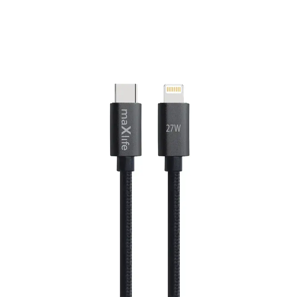 Maxlife MXUC-12 datu pārraides un uzlādes vads | USB-C uz Lightning | 27W | 2m | melns