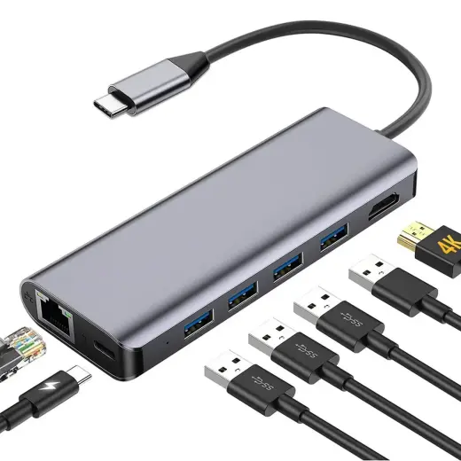 Platinet PMMA9857 7 in 1 Dok Stacija 4K  | HDMI | 4 x USB 3.0 | USB-C | RJ45 | 