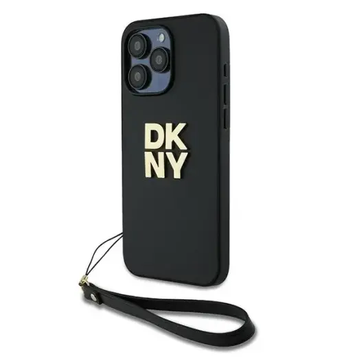 DKNY DKHCP15XPBSWSK iPhone 15 Pro Max 6.7" czarny|black hardcase Wrist Strap Stock Logo
