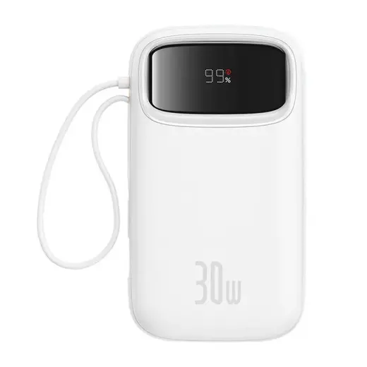 Baseus QPow 2 ārējais akumulators (powerbank) | 20000 mAh | 30W | USB-C, USB-A | balts